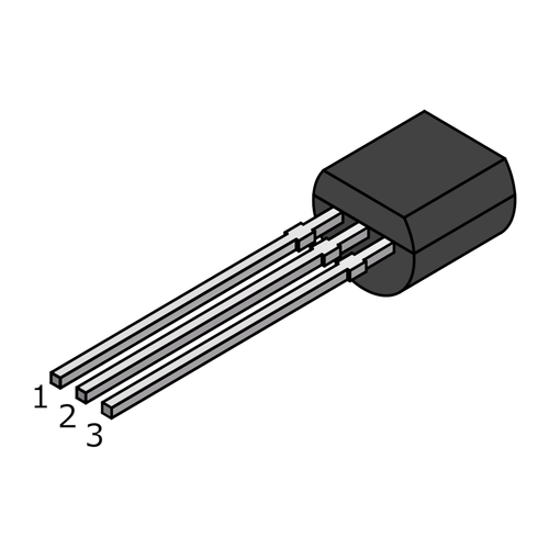 This transistor comes in a standard TO-92 Package