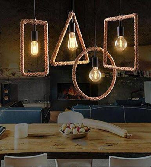 Vintage Geometric Edison lamp Rope hanging pendant