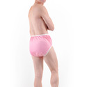 Waterproof Cover on male model, back-view.