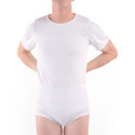 White Bodysuit on male model, front-view.