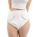 Modeled Harmony Nighttime Fitted Cloth Diaper.