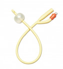 Coude Tip Two-Way Silicone Coated Foley Catheter.