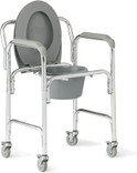 Rolling Commode Chair with Pail and Elongated Seat