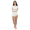 Diaper cover on female model, front-view.