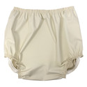 High-waisted rubber pants lying flat, showcasing the Nighttime Rubber Pants.