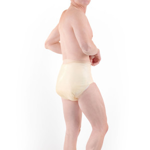 Transparent Latex Pant on male model, back-view.
