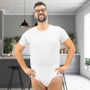 Fixation Bodysuit White on male model, front-view.