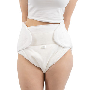 Modeled Harmony Nighttime Fitted Cloth Diaper.