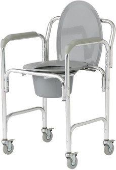 Rolling Commode Chair with Pail and Elongated Seat