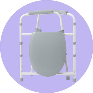 Folding Elongated Commode, folded with front-view.