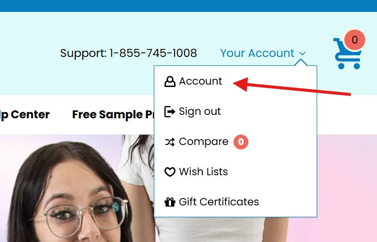The Orders link inside your account