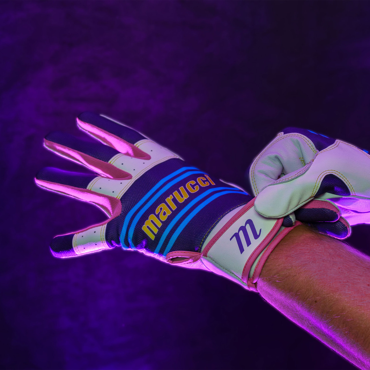 Gants De Frappe Baseball/softball Marucci Swift Lite - Taille Petit, Bleu Marine/colombie, Cuir, Neuf