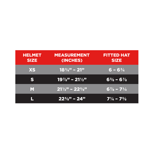 Batting Helmet Size Chart