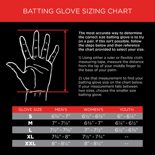 batting gloves size guide