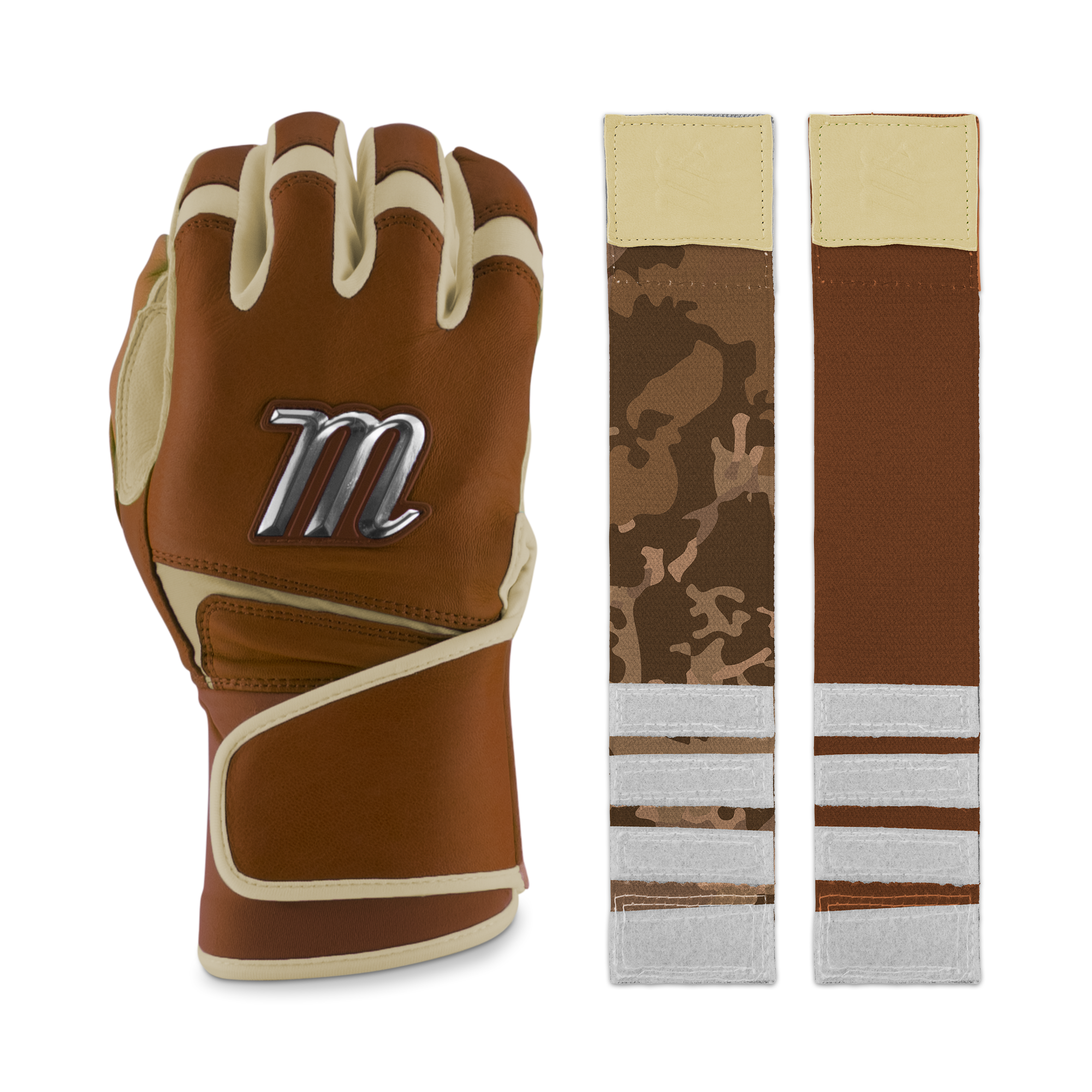 Gants de frappe de baseball/softball Marucci Luxe Pro - Tan/Blanc - XL