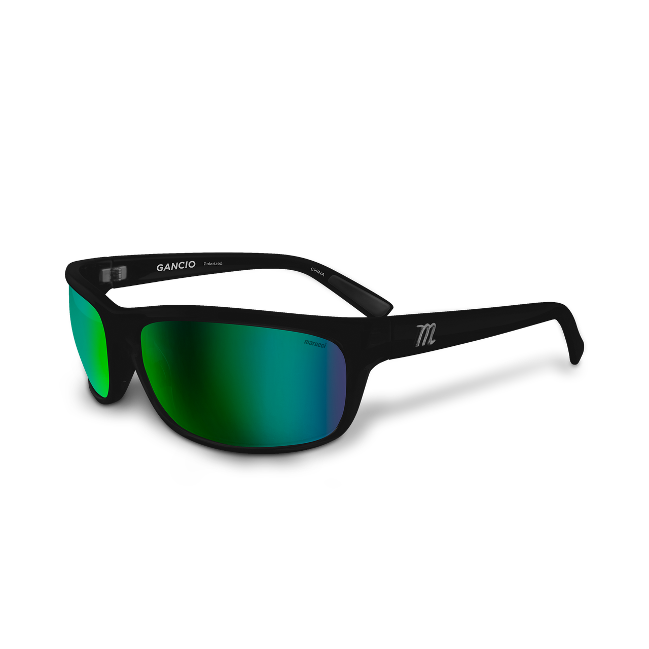 Marucci Gancio Lifestyle Sunglasses - Matte Matte Black - Rose Lens With Green Mirror - Polar 