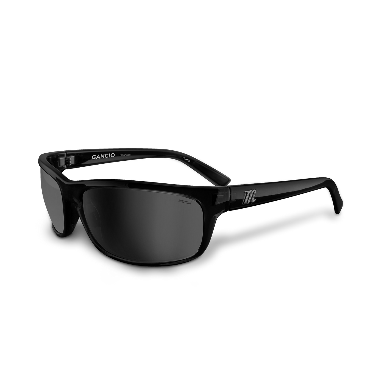 Marucci Gancio Lifestyle Sunglasses - Translucent Black Translucent - Gray Lens With Blue Mirror- Polar 