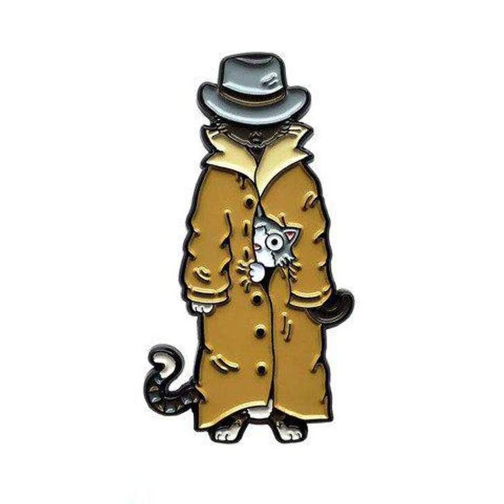 Kolorspun Pins - 3 Cats in a Trench Coat Enamel Pin - Standard