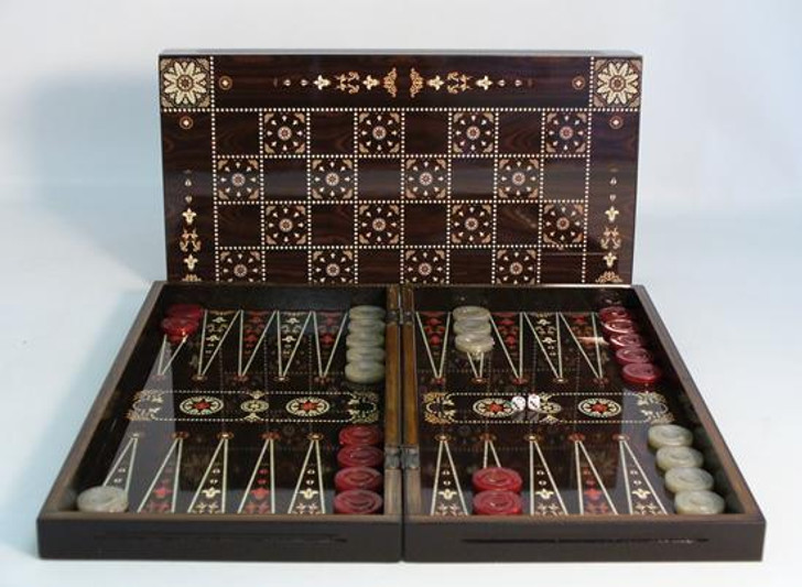 Backgammon Set - Floral Decoupage with Chess Board