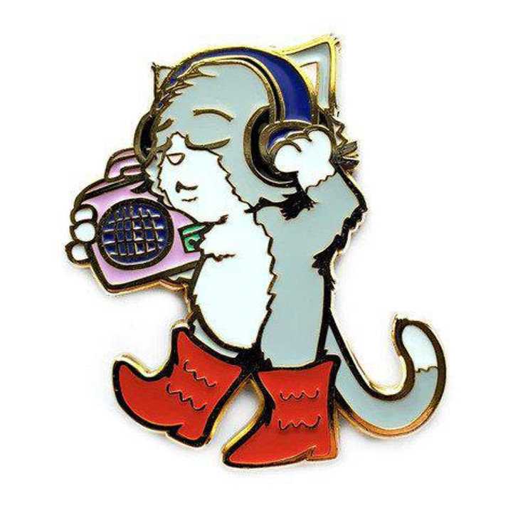 Kolorspun Pins - Boots and Cats Boombox Enamel Pin - Gray / Standard