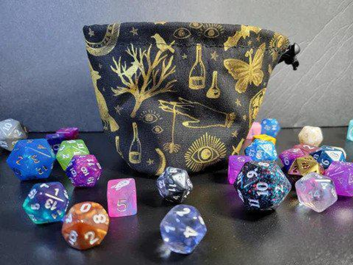 Black and Gold Witch Dice Bag