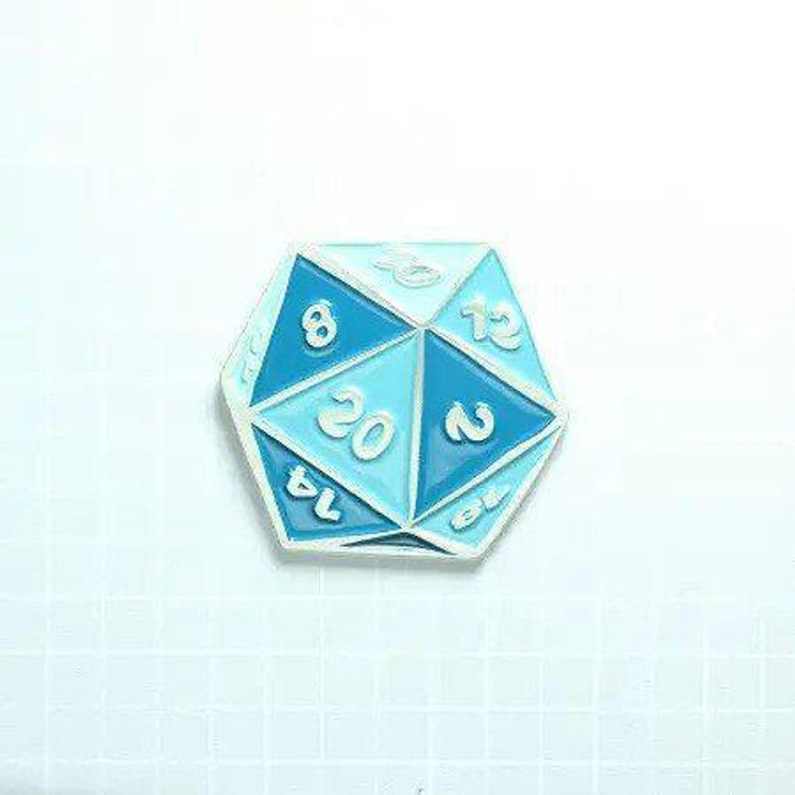 D20 Dice Turquoise Blue Enamel Pin