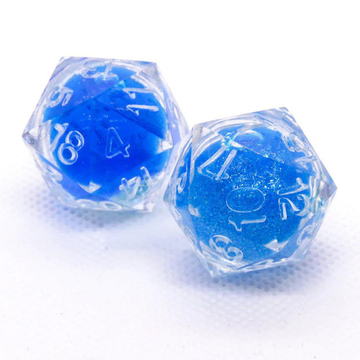 Blue Liquid Core Sharp Edge Resin RPG Dice Set