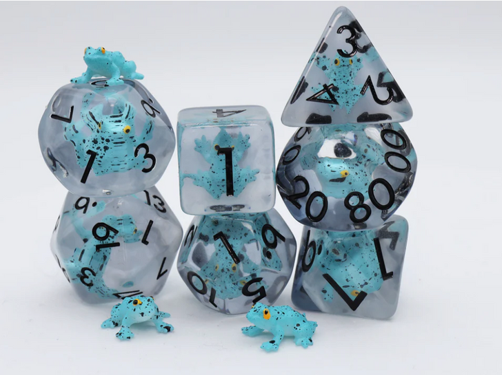 Blue Poison Frog RPG Dice Set