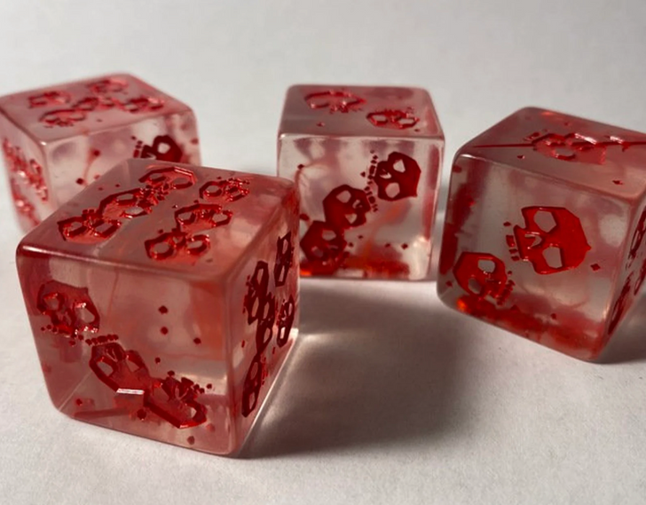 One (x1) 1" Bloody Gelatinous Cube Mini and Dice