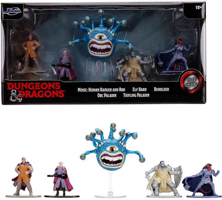 Dungeons & Dragons Die-Cast Nanofigs Set of 5, Minsc Human Ranger, Elf Bard, Orc, Deep Paladin, Beholder