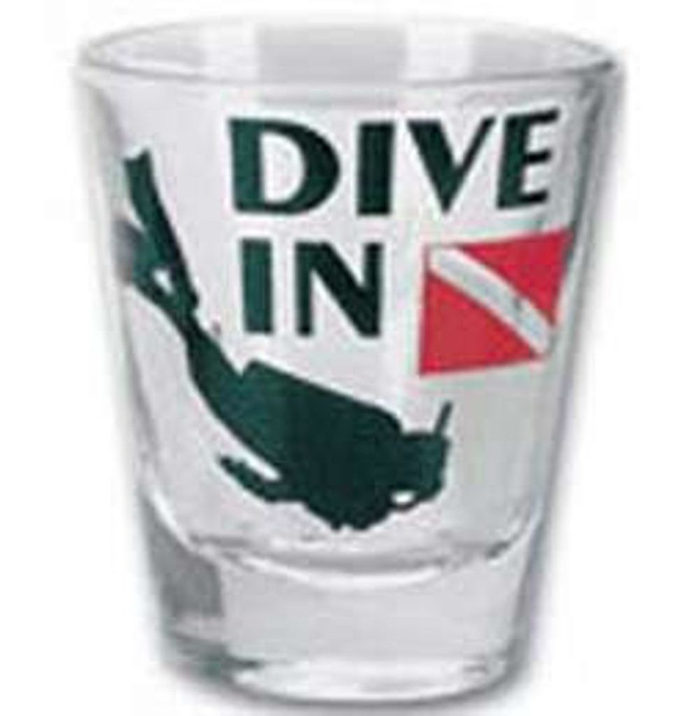 Shot Glass Scuba Diving Flag Swimming Diver Round GP6537