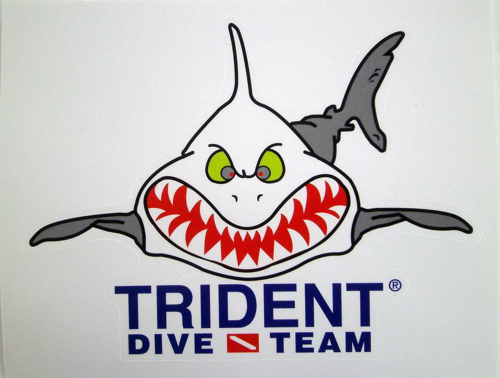 Scuba Diving Bumper Decal Sticker "Angry Shark Trident Dive Team"