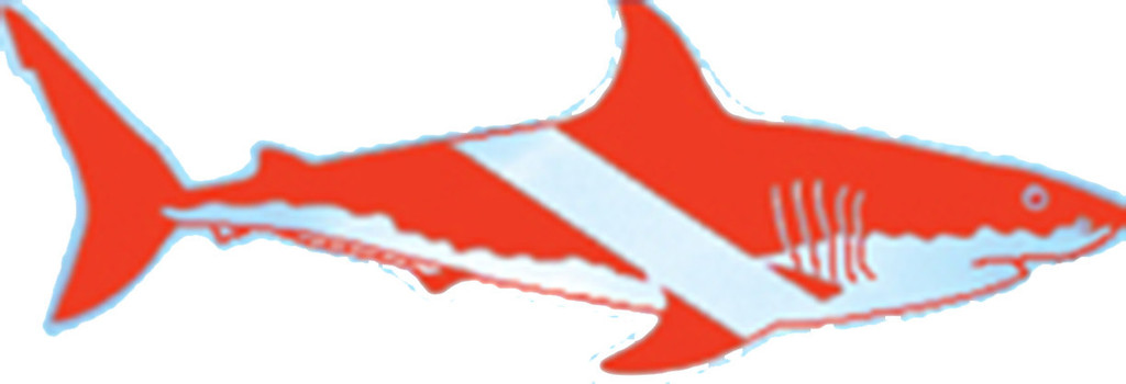 Scuba Diving Bumper Sticker Decal "Dive Flag Shark" 6" DS62