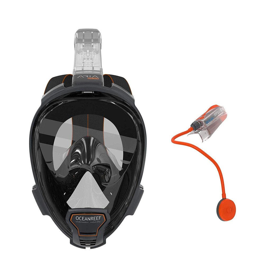 Ocean Reef Aria QR+ w/ Snorkie Talkie Mask Set Diving, Snorkeling Black Small/Medium