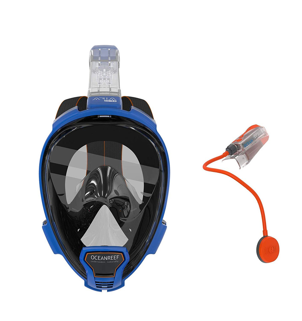 Ocean Reef Aria QR+ w/ Snorkie Talkie Mask Set Diving, Snorkeling Blue Medium/Large