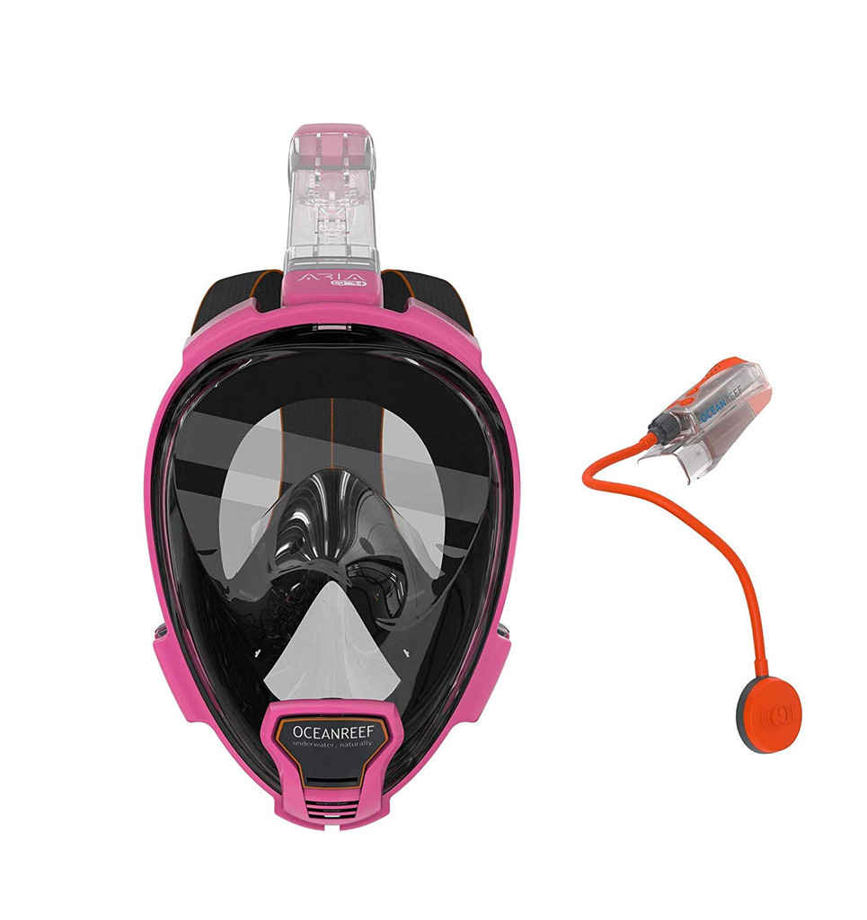 Ocean Reef Aria QR+ w/ Snorkie Talkie Mask Set Diving, Snorkeling Pink Small/Medium