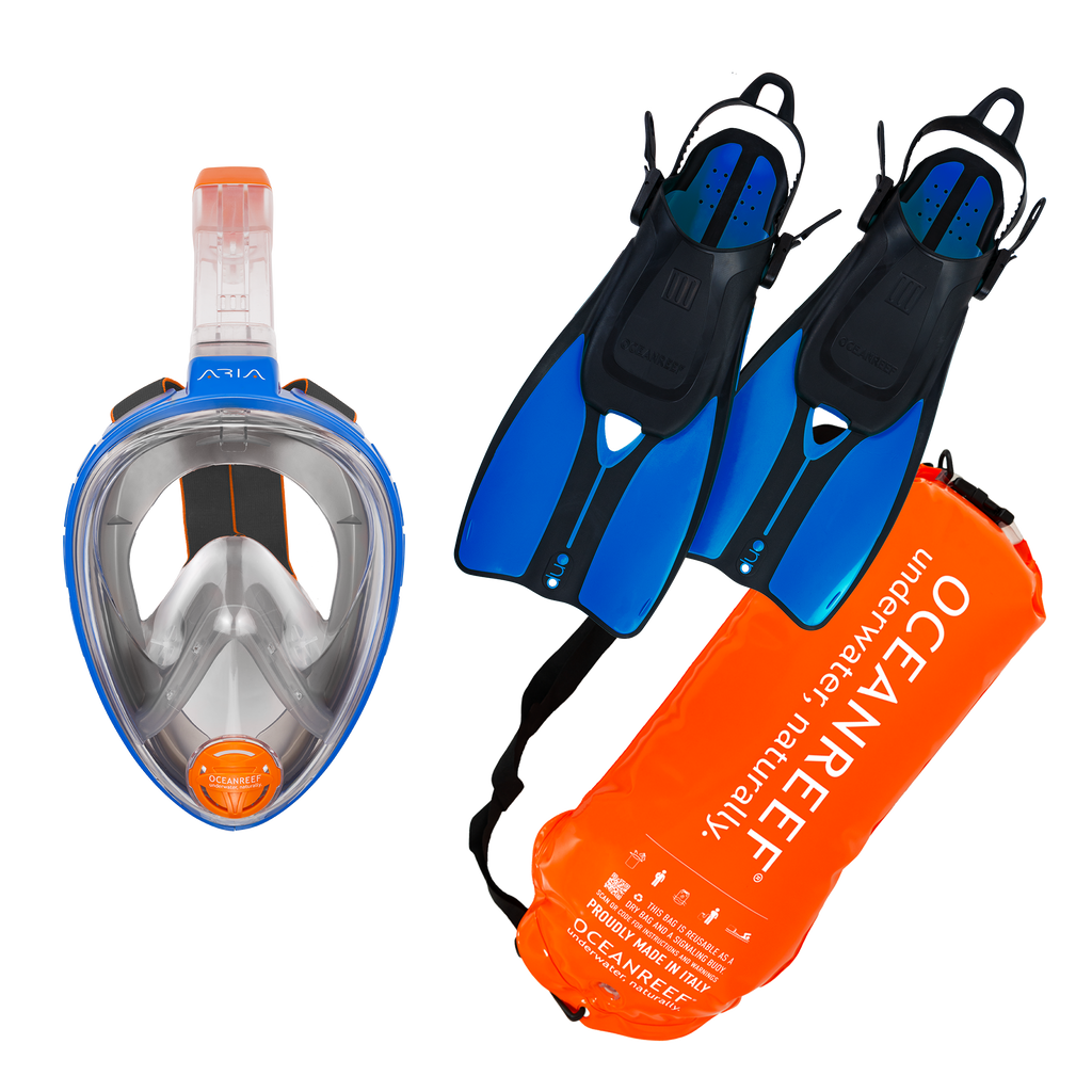 Ocean Reef Aria Classic Full Face Snorkeling Mask Duo II Fins Set