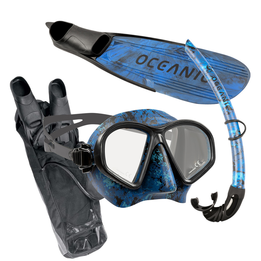 Oceanic Predator Mask, Fins, Snorkel Package Freediving Set 8.5-9
