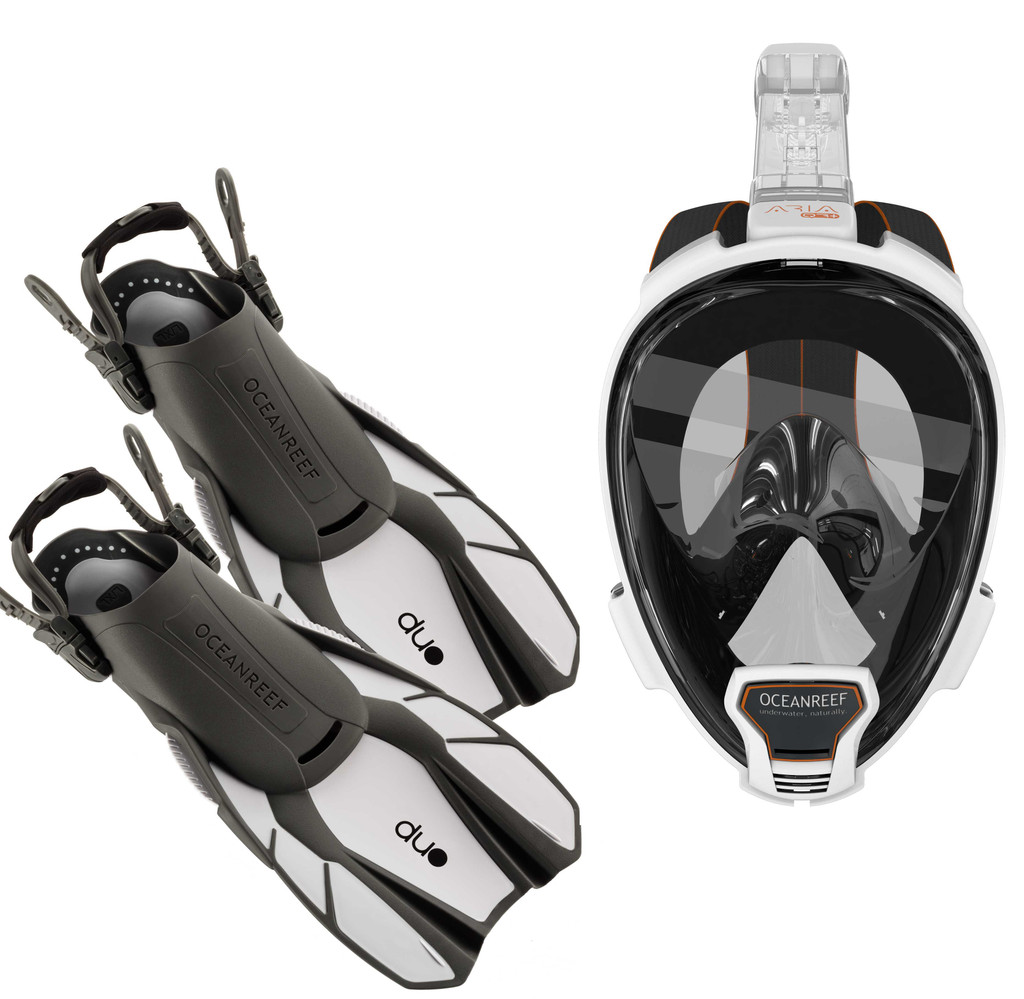 Ocean Reef Aria QR+ Duo Travel Set White L/XL Mask S/M Fins