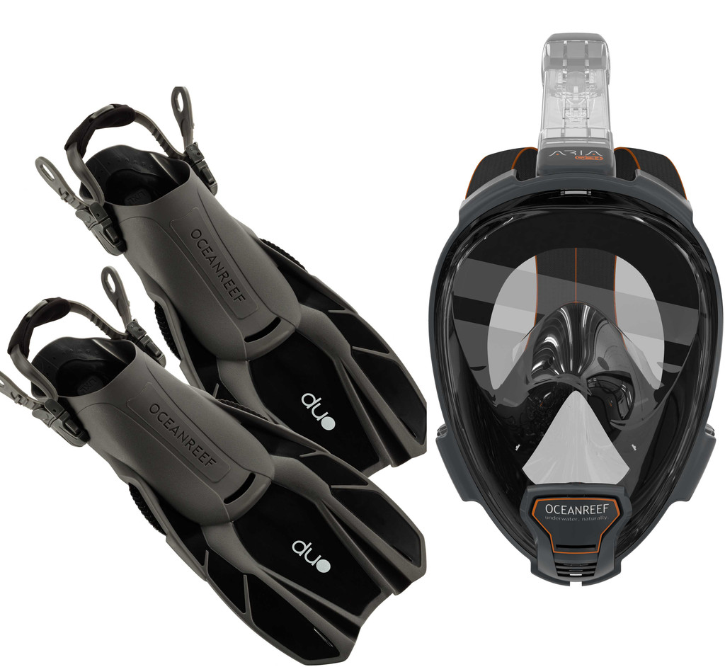 Ocean Reef Aria QR+ Duo Travel Set Black L/XL Mask S/M Fins