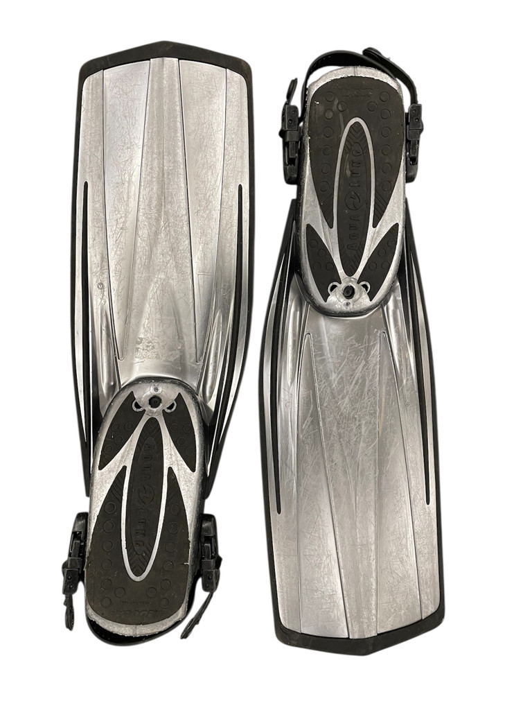Aqua Lung Caravelle Technisub Scuba Diving Dive Fins (USED)  Silver