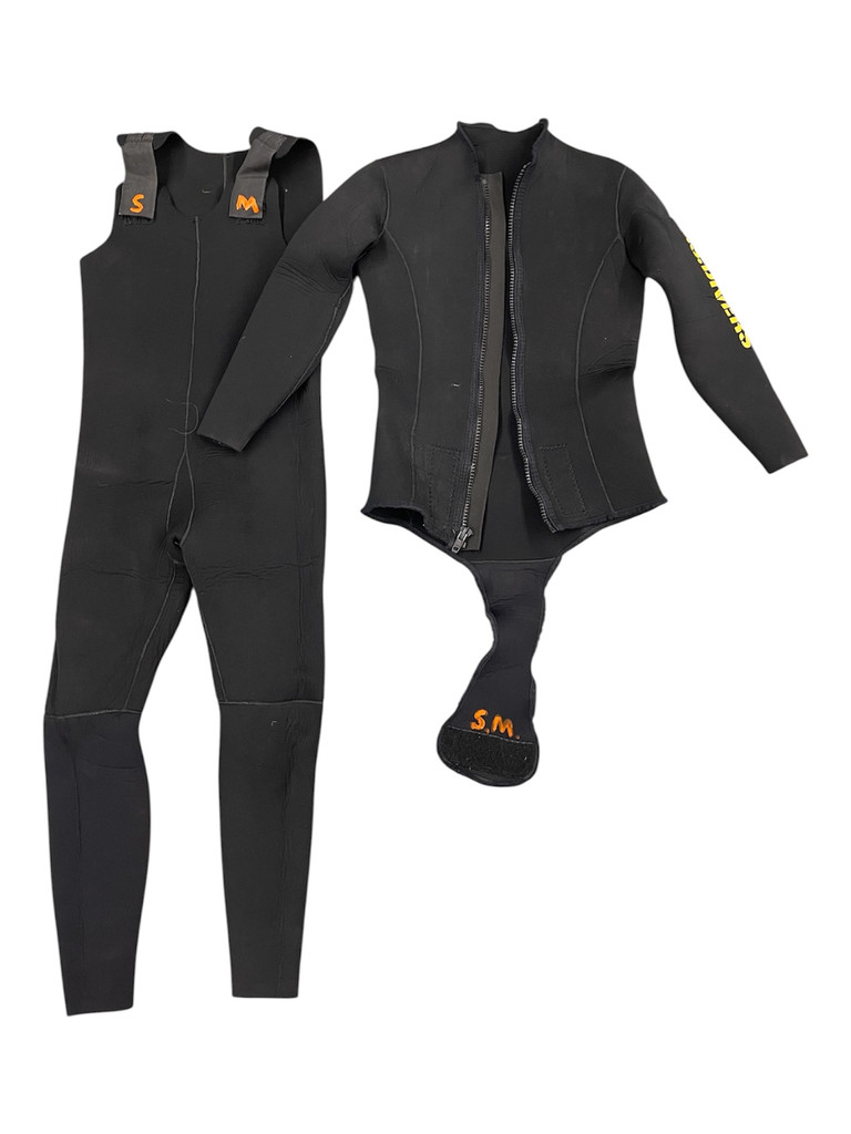 US Divers Farmer John & Jacket 7mm Scuba Diving Neoprene Wetsuit Men's (USED)