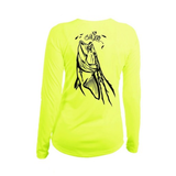 Sea Fear women's Cobia Neon Yellow UPF 50+ long sleeve rash guard for scuba diving and watersports