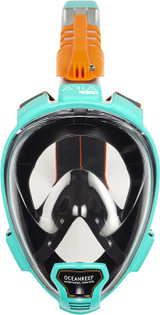Ocean Reef Aria QR+ w/ Camera Holder Full Face Snorkeling Mask Anti-fog Teal