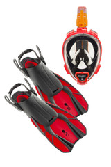 Ocean Reef Aria QR+ Duo Travel Set Red S/M Mask L/XL Fins