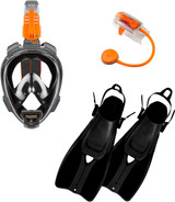 Ocean Reef Aria QR+ Duo II Travel Set Black M/L Mask L/XL Fins  Snorkie