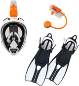 Ocean Reef Aria QR+ Duo II Travel Set White M/L Mask L/XL Fins Snorkie