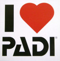 Scuba Diving Bumper Decal Sticker 'I (Love / Heart) PADI' - 3" x 3"