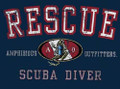 Amphibious Outfitters Scuba Diving T-Shirt - Rescue Diver - Navy Blue - Small