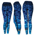 Sea Fear Performance Leggings Yoga Pants Blue Water